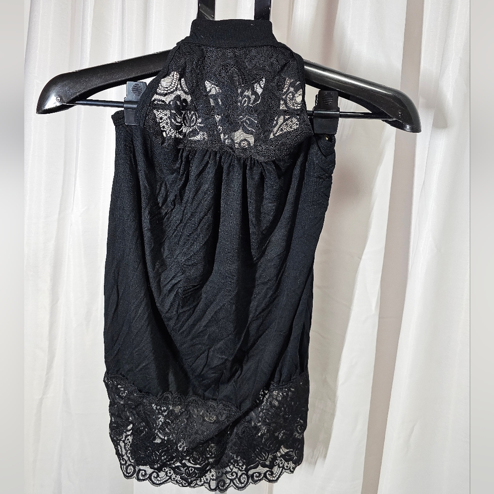Stylish Black Halter Lace Top